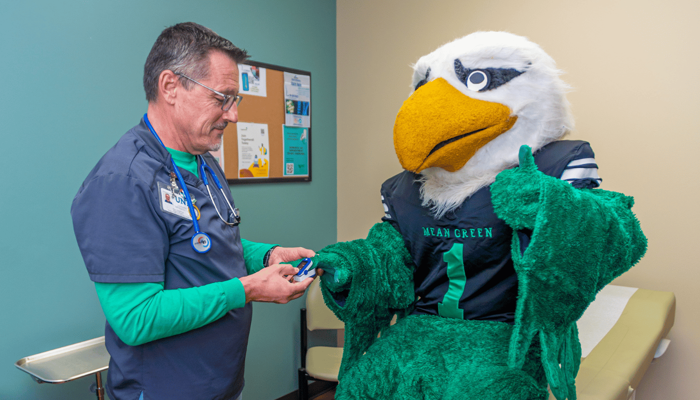 Doctor checking out scrappy