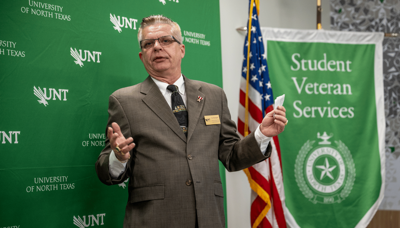 Student veteran services banner and director