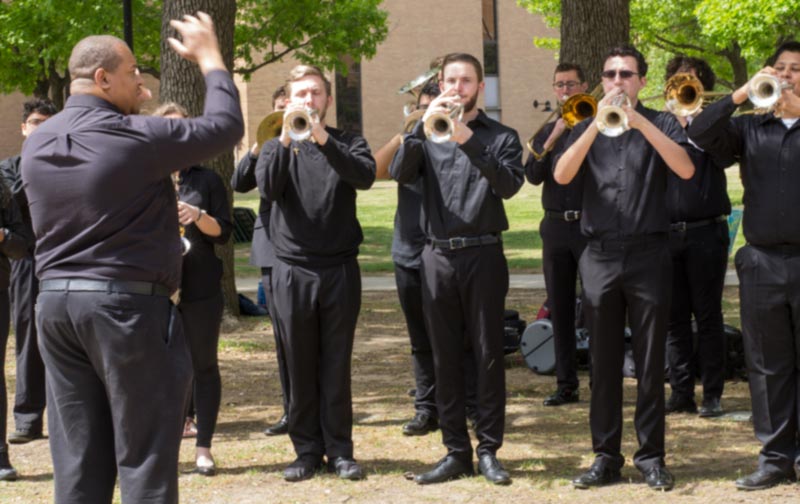 Band playing outside.