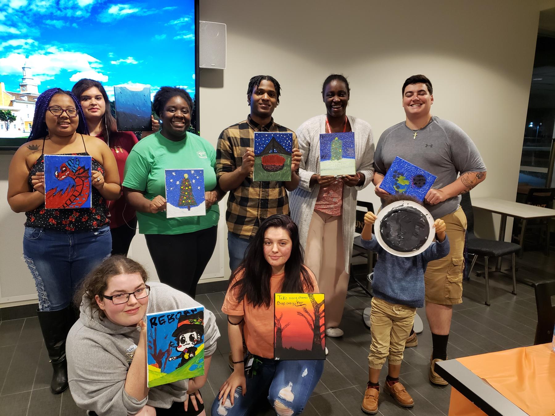 Students painting