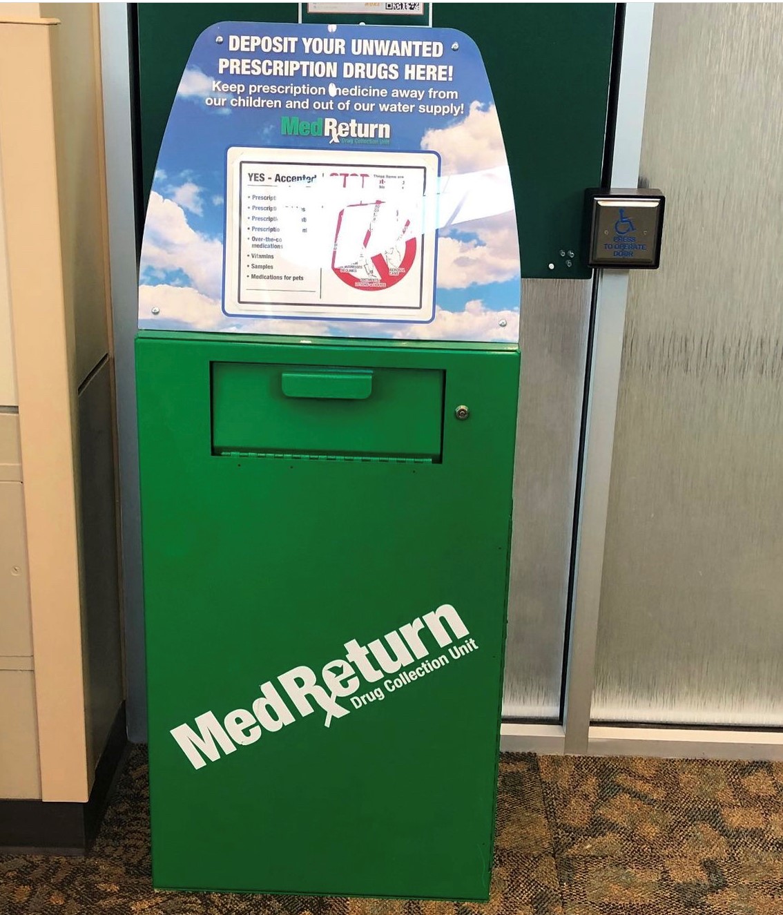photo of the Drug Takeback Box in SHWC Reception Area