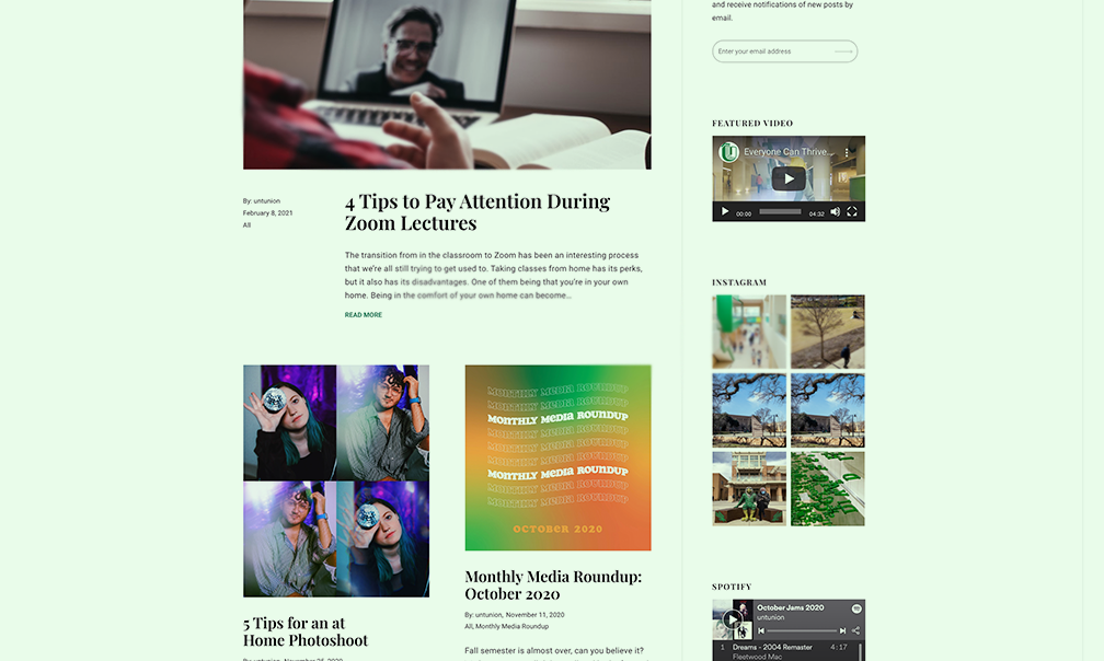 Screenshot of the Union Blog