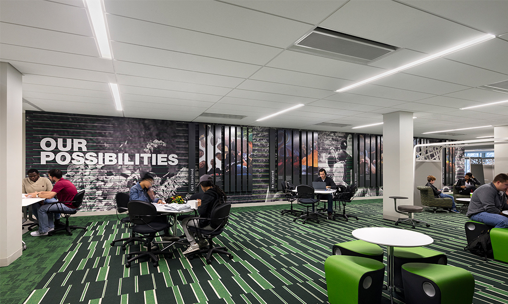 Image of students in the student organizations area